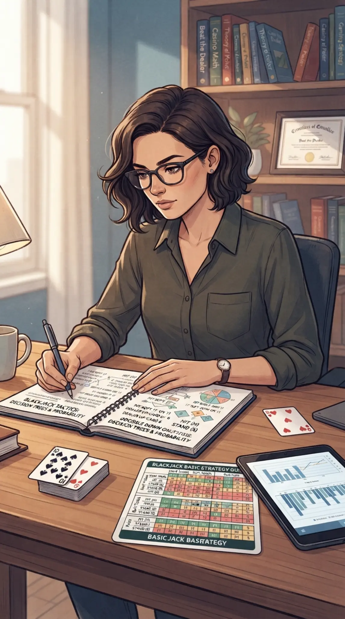 Blackjack stratégiai szakértő illusztráció Szakértő blackjack stratégiáról jegyzetel