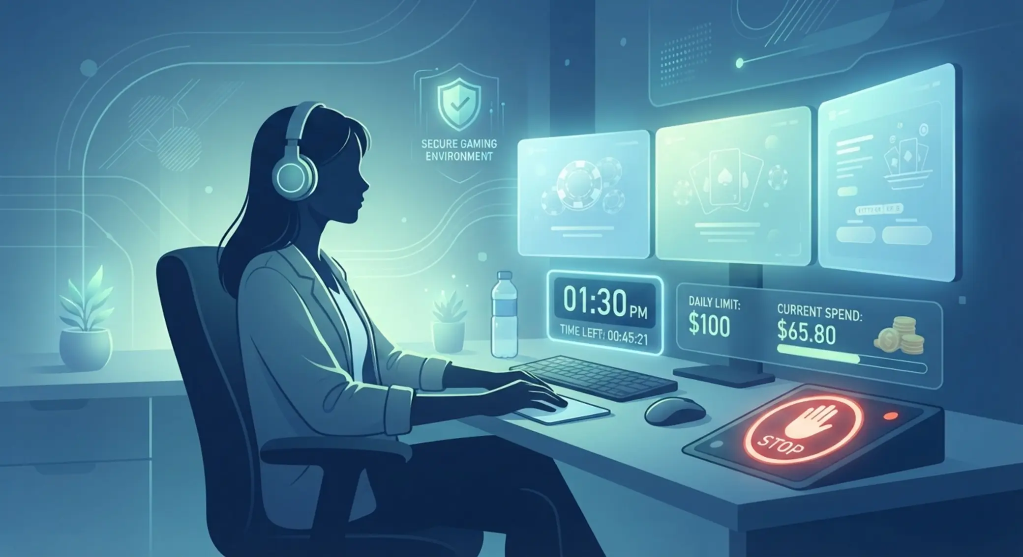 Felelős játékot jelképező illusztráció slot témában