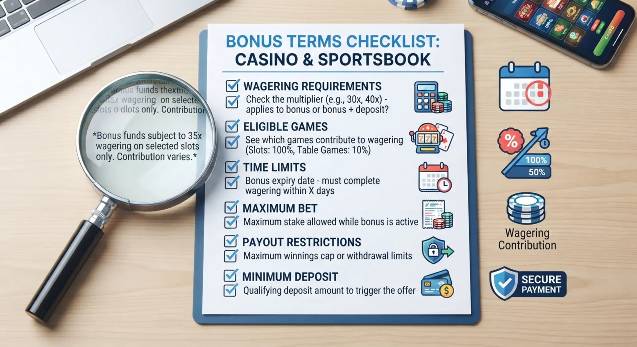 Bónuszfeltételek ellenőrzése checklist és apró betűs résszel