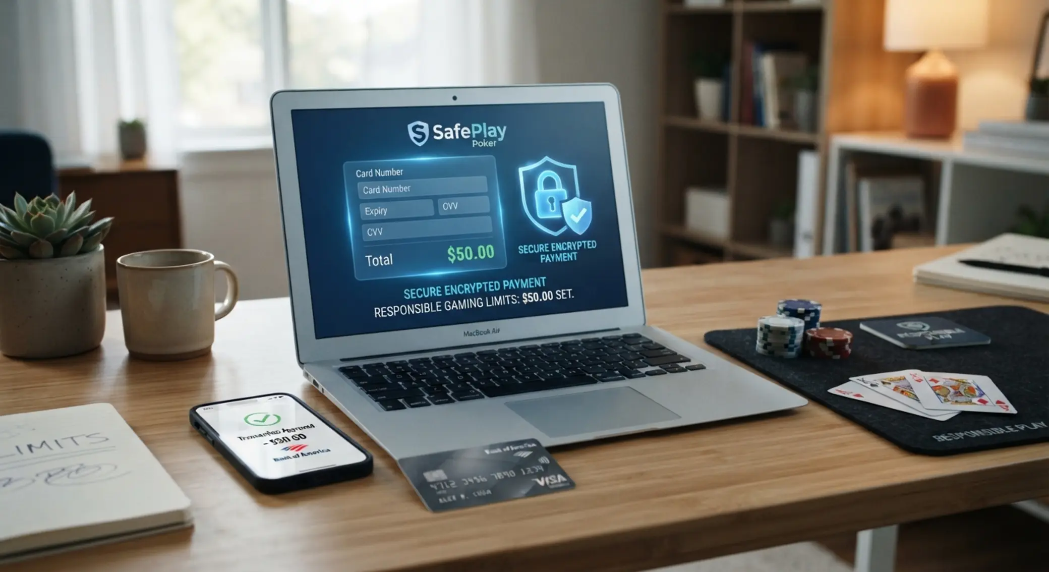 Biztonságos online fizetés laptopon és mobilon póker környezetben